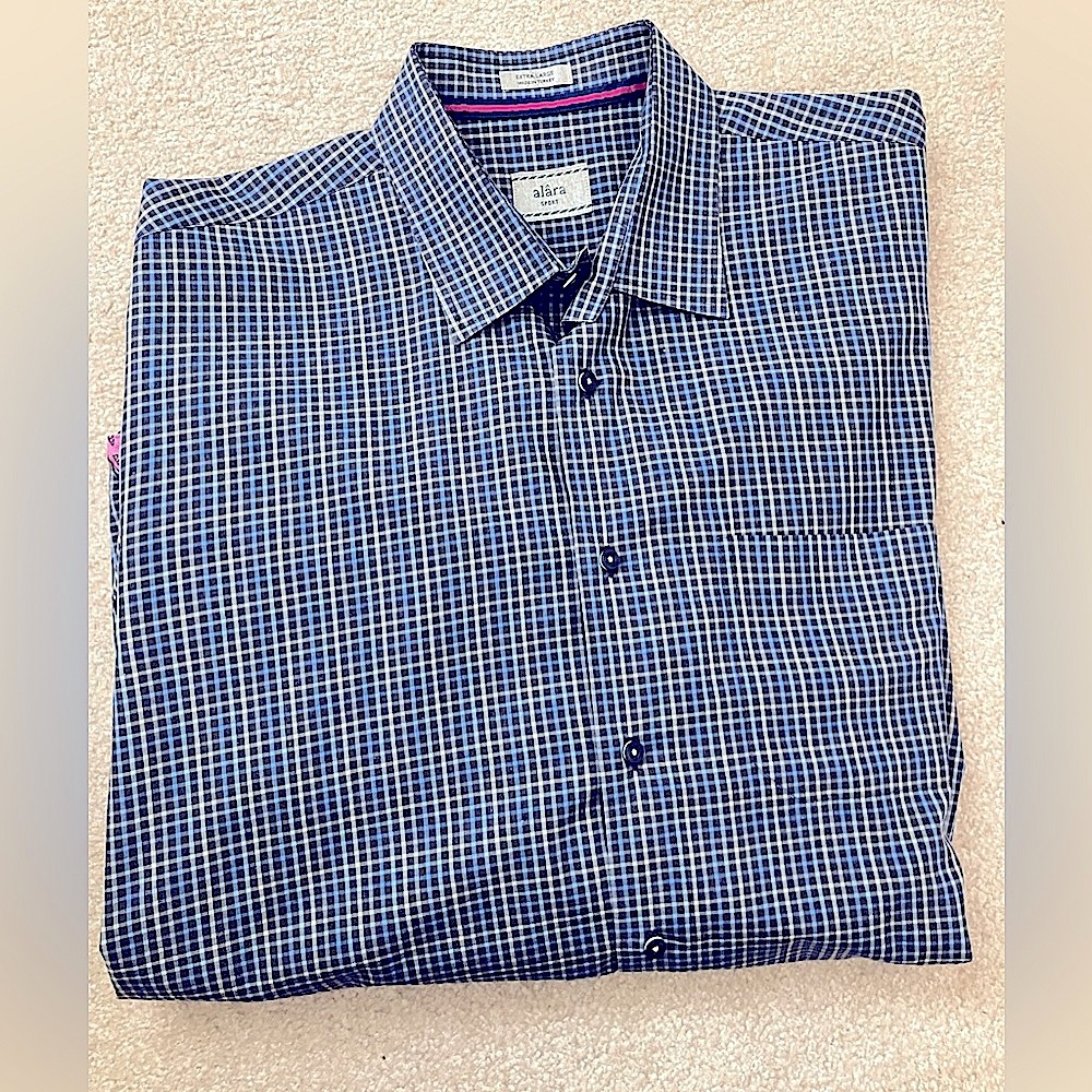 Alara Sport Blue/Black Plaid Long Sleeve Shirt - XL